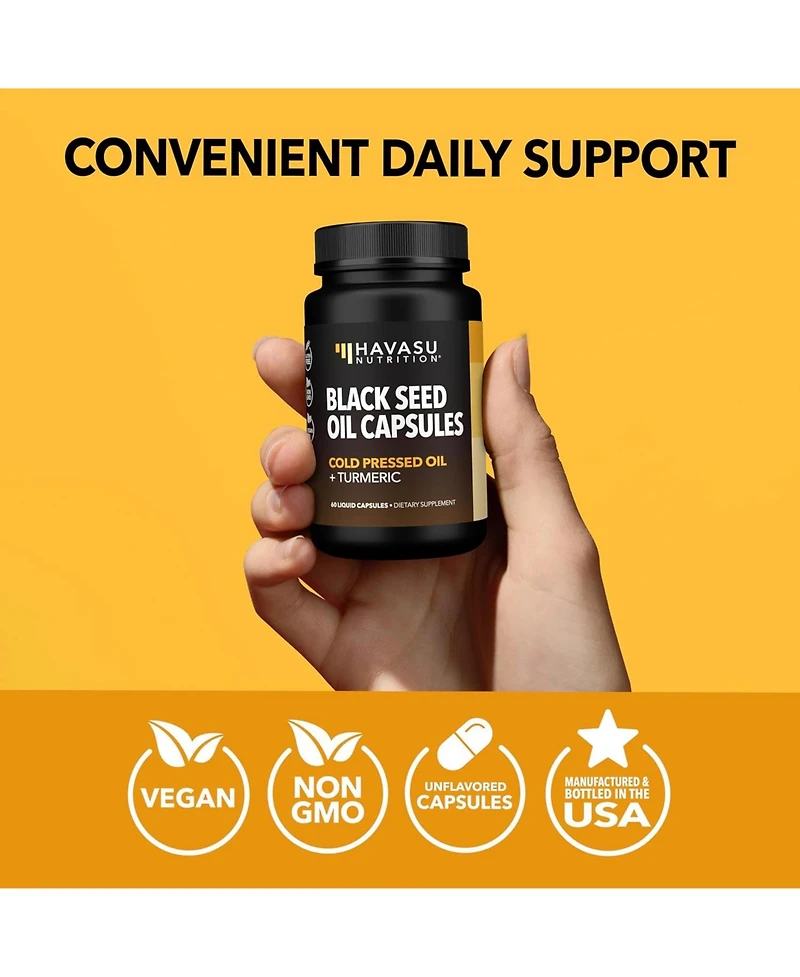 Havasu Nutrition Black Seed Oil + Turmeric Liquid Capsules, 60ct