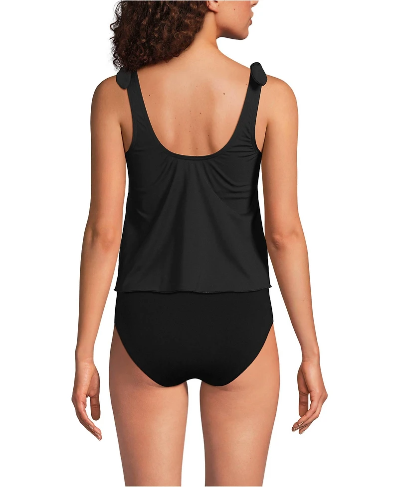 Lands' End Women's Tie Shoulder Flutter Tankini Top