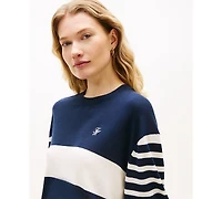 Tommy Hilfiger Women's Monogram Script Striped Sweater