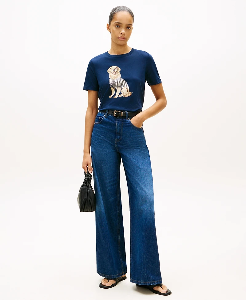 Tommy Hilfiger Women's Graphic Dog Print T-Shirt