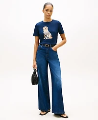 Tommy Hilfiger Women's Graphic Dog Print T-Shirt