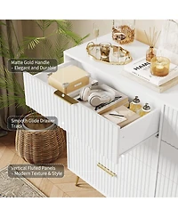 Fluted Dresser for Bedroom with 8 Drawers,55" Wide Modern Chest of Wooden Drawers