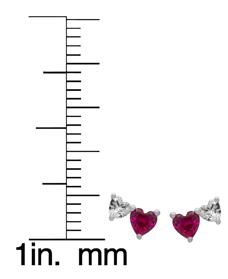 Macy's 2-Pc. Lab Grown Pink Sapphire (3.58 ct. t.w.) & White Sapphire (1.36 ct. t.w.) Graduated Heart Necklace with Earrings Set in Sterling Silver
