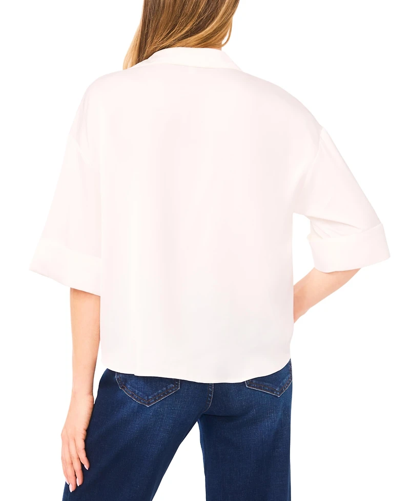 CeCe Women's Drop Shoulder Button-Up Shirt