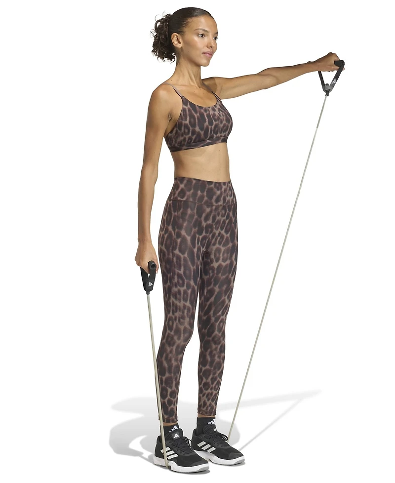 adidas Women's Optime Essentials Workout Leopard Print Bra