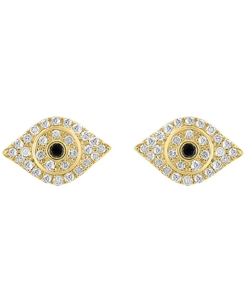 Effy Collection White And Black Diamond Earrings (1/5 ct. t.w.) in 14k Yellow Gold Over Sterling Silver