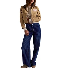 Free People Juniors' Striped Mid-Rise Jeans