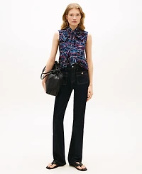 Tommy Hilfiger Women's Printed Bow Front Sleeveless Shirt