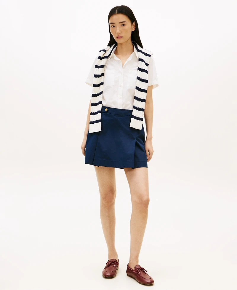 Tommy Hilfiger Women's Classic Poplin Solid Short-Sleeve Shirt