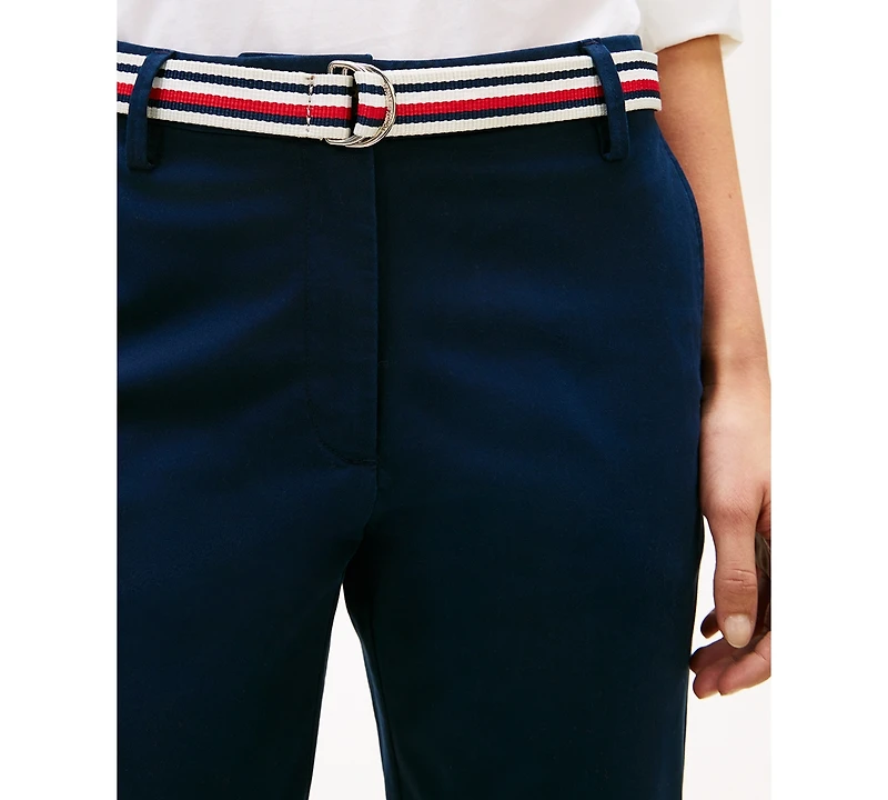 Tommy Hilfiger Women's Twill Slim Belted Chinos Pants