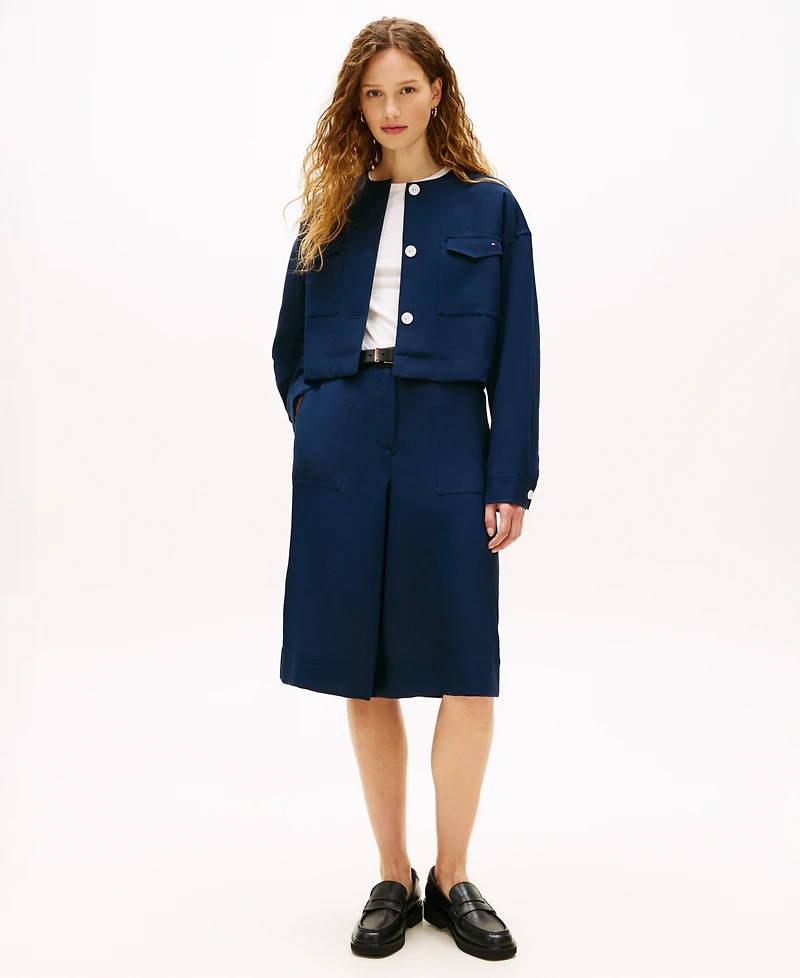 Tommy Hilfiger Women's Tailored Crew Neck Cropped Jacket