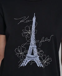 Karl Lagerfeld Paris Women's Crewneck Eiffel Tower T-Shirt