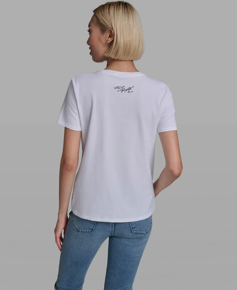 Karl Lagerfeld Paris Women's Crewneck Eiffel Tower T-Shirt