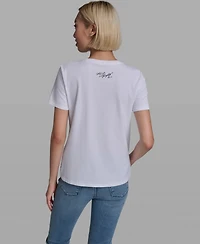 Karl Lagerfeld Paris Women's Crewneck Eiffel Tower T-Shirt