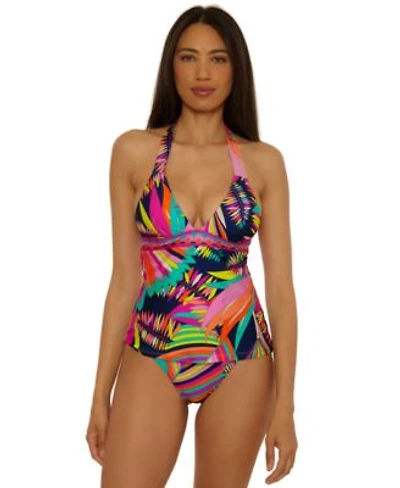 Trina Turk Womens Paralia Banded Tankini Top Reversible Banded Hipster Bottoms