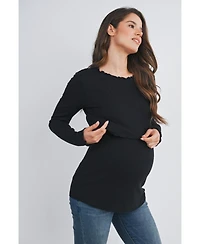 Hello Miz Maternity Long Sleeve Ribbed Double Layer Nursing Top