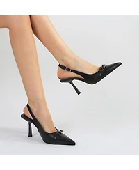 Berness Women's Coraline Slingback Heels with Ornamental Buckle