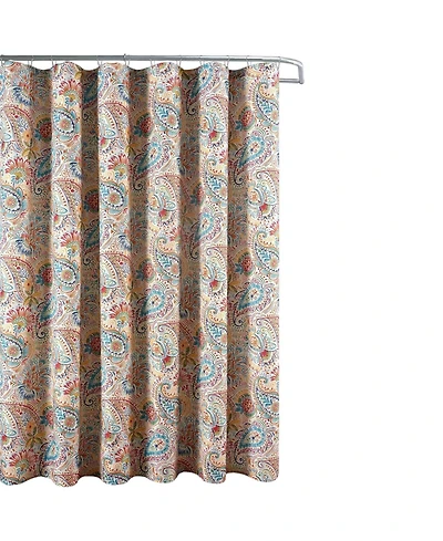 Slickblue 72-in. Paisley Polyester Fabric Shower Curtain in Vibrant Teal Red Yellow White