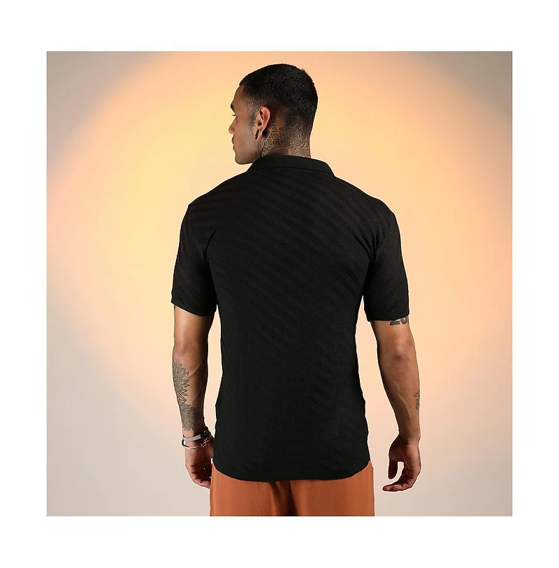 Campus Sutra Men's Tilted-Knit Shirt