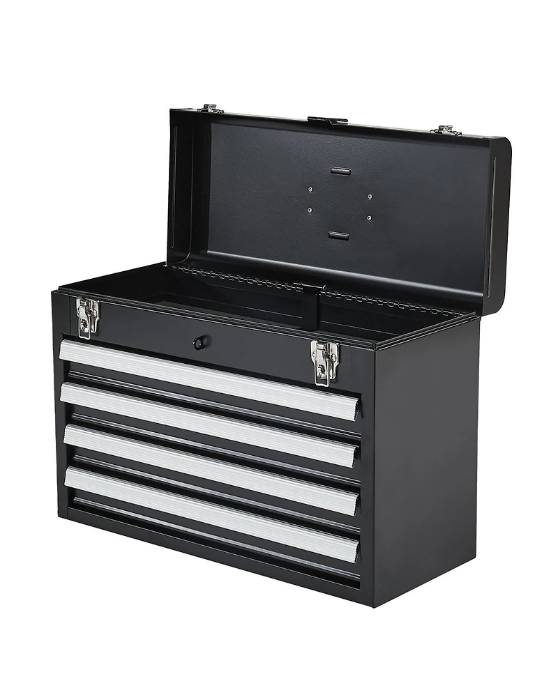 Mecale Metal Tool Box, 20.5", Portable 4-Drawer Tool Chest, Eva Liners, Locking Ball-Bearing Slides, Powder-Coat