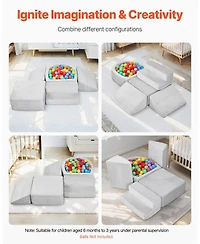 Mecale Foam Climbing Blocks, 5-Piece Set w/ Ball Pit (Balls Not Included), Indoor Climb & Crawl Playset, 6M-3Y