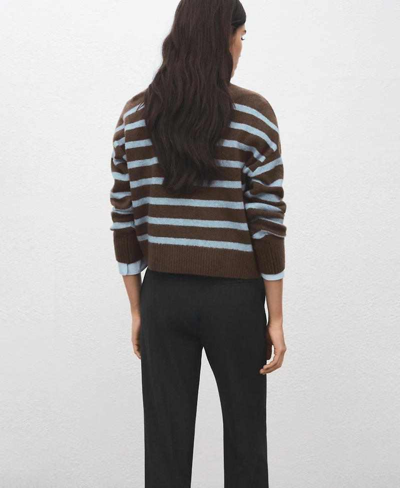 Mango Women's Oversized Striped Turtleneck Sweater