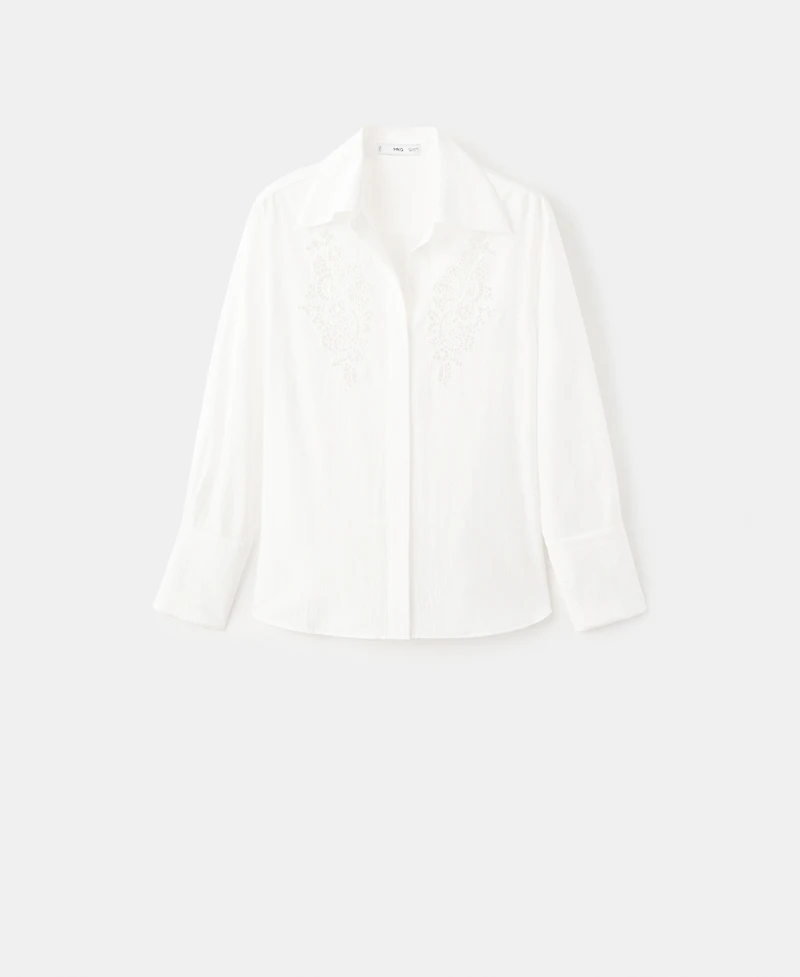 Mango Women's Lace Accents Embroidered Shirt
