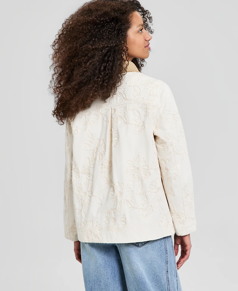 And Now This Women's Cotton Embroidered Barn Jacket, Macy's Exclusive
