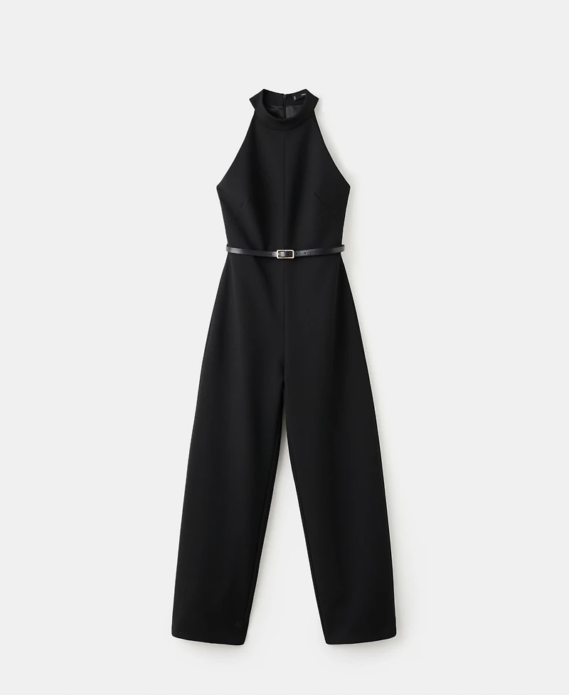 Mango Women's Belt Halter-Neck Jumpsuit