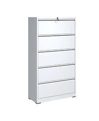 Boyel Living 5 Drawer Metal Lateral File Cabinet, White Filing Cabinet with Lock, Lockable File Cabinet for Home Office, Locking Metal File Cabinet