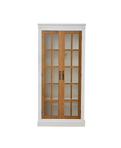Boyel Living 71.2 Inches Freestanding Pantry Cabinet with Glass Doors and Adjustable Shelves