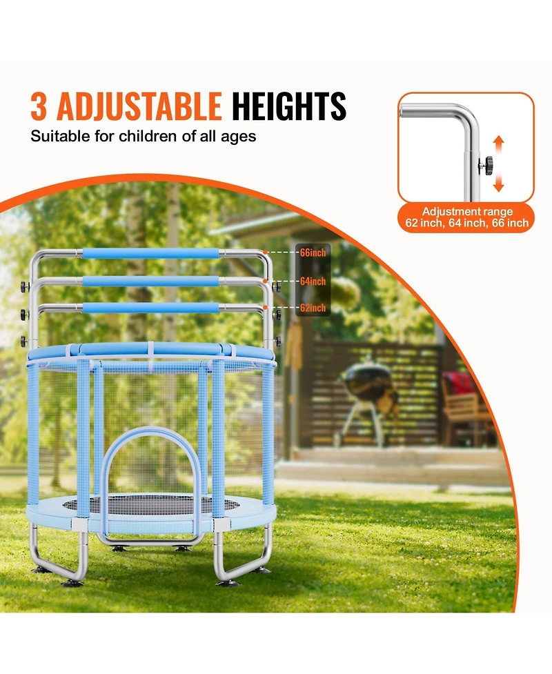 Mecale Kids Trampoline, 55" (4.6 ft), Enclosure Net & Basketball Hoop, Indoor/Outdoor, Ages 3