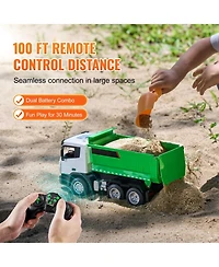Slickblue Rc Dump Truck Toy, 9-Channel 1:18 Scale, Remote Control Dump Truck Rc Construction Vehicle Truck Toy