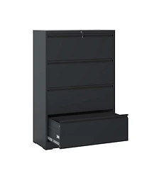 Boyel Living Lateral File Cabinet Drawer, Black Filing Cabinet with Lock