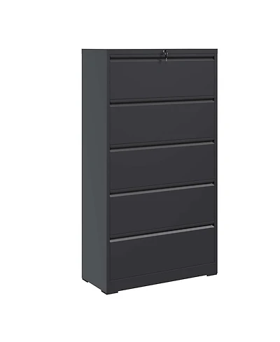 Boyel Living 5 Drawer Metal Lateral File Cabinet , Lockable File Cabinet for Home Office, Locking Metal File Cabinet for Legal/Letter/A4/F4 Size