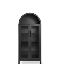 Boyel Living High Arched Storage Cabinet with Adjustable Glass Partitions and Led Lamp for Multi-Functional Use Kitchens, rooms