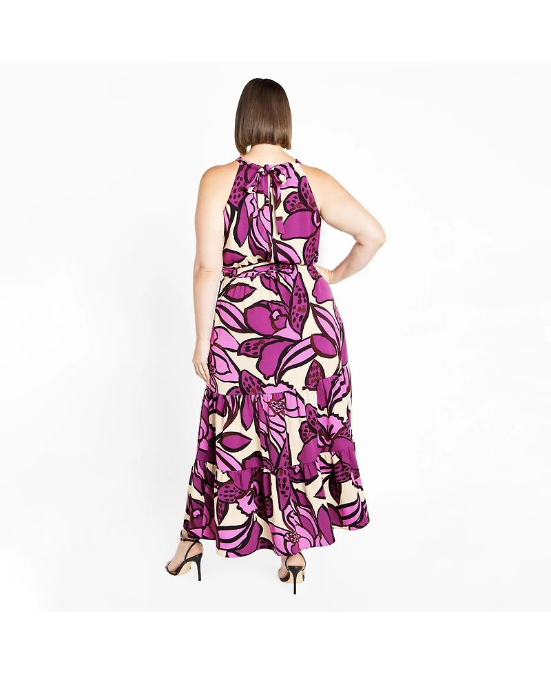 City Chic Plus Halter Print Maxi Dress