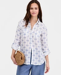 Charter Club Petite 100% Linen Button-Front Shirt, Created for Macy's