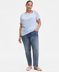 I.n.c. International Concepts Plus Asymmetric Neck Short-Sleeve Top, Macy's Exclusive