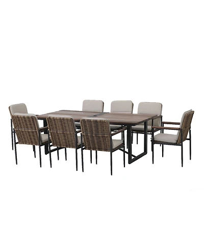 Mondawe 9-piece Outdoor Patio Dining Set include 8 Aluminum Armchairs
