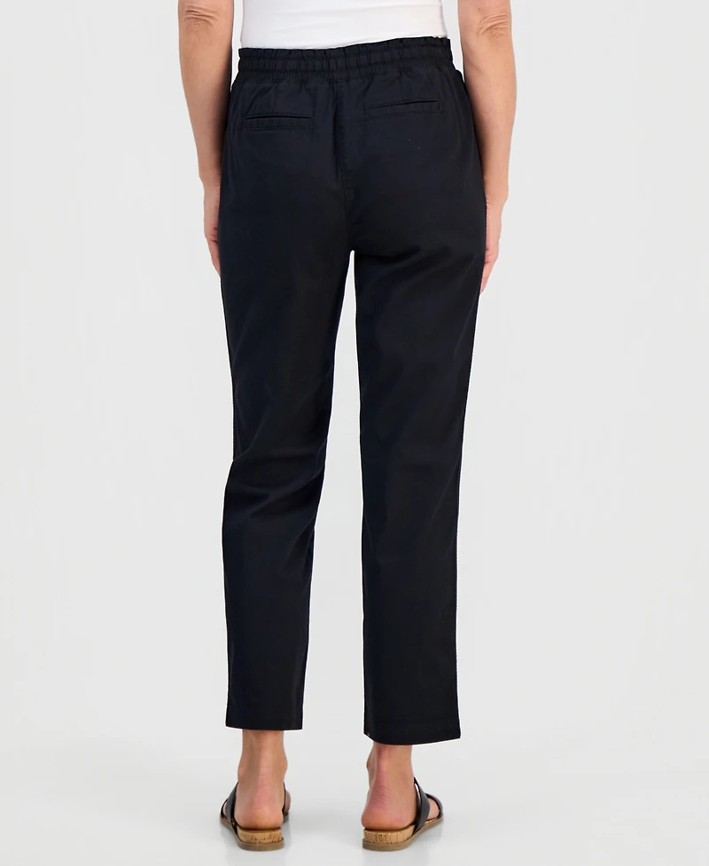 Style & Co Petite Twill-Tape Tapered Pull-On Pants, Macy's Exclusive