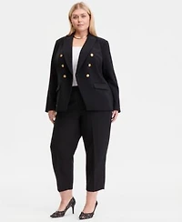 I.N.C. International Concepts Plus Size Faux Double Breasted Blazer High Rise Pull On Ponte Pants Macys Exclusive
