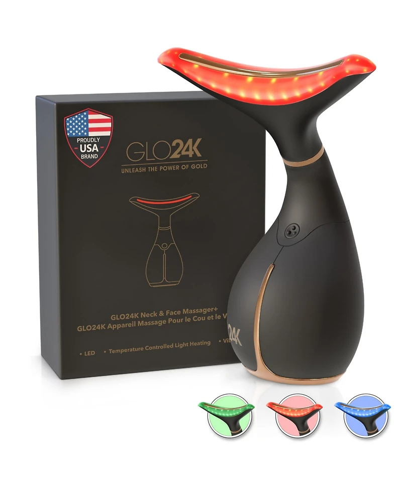 GLO24K Neck & Face Led Beauty Massager +Collagen Neck Cream.