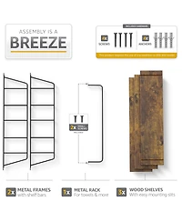 Sorbus 3-Tier Wooden Floating Shelves with Metal Brackets