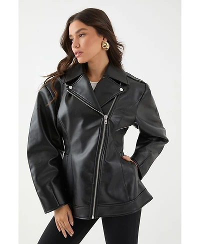 MissPap Women's Faux Leather Biker Jacket