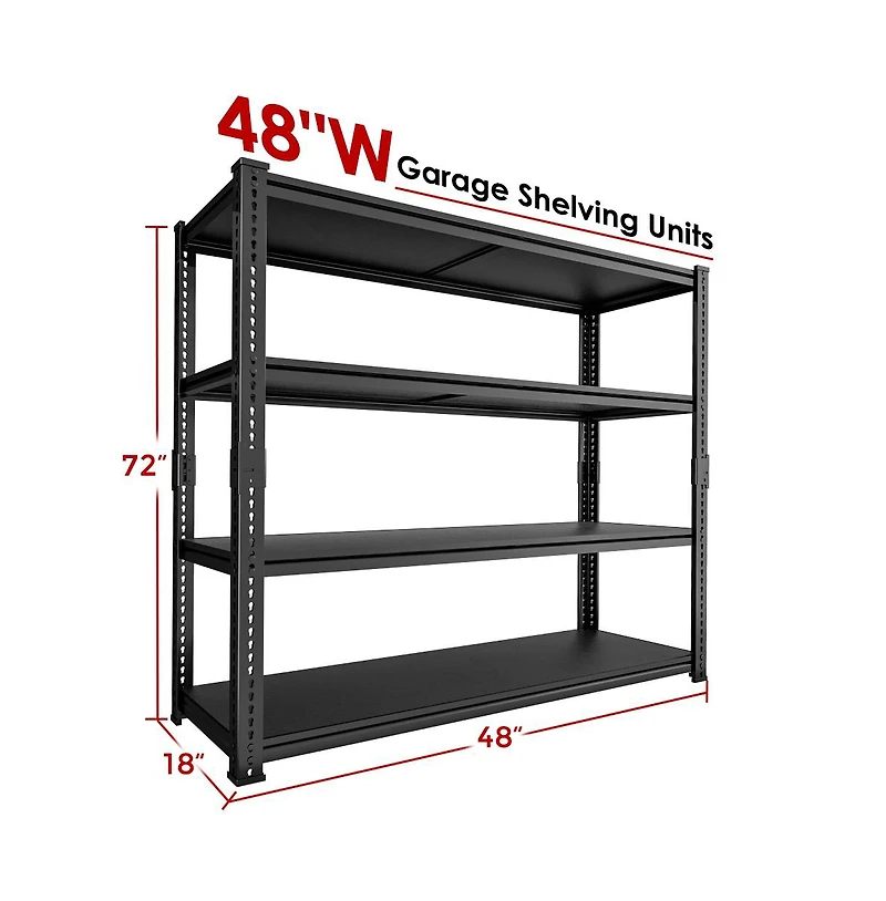 Lovmor -Tier 48 in W x 72 in H x 18 in D Adjustable Solid Plate Heavy Duty Metal Shelving Unit