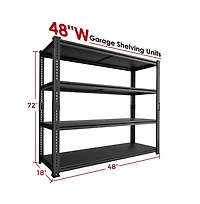 Lovmor -Tier 48 in W x 72 in H x 18 in D Adjustable Solid Plate Heavy Duty Metal Shelving Unit