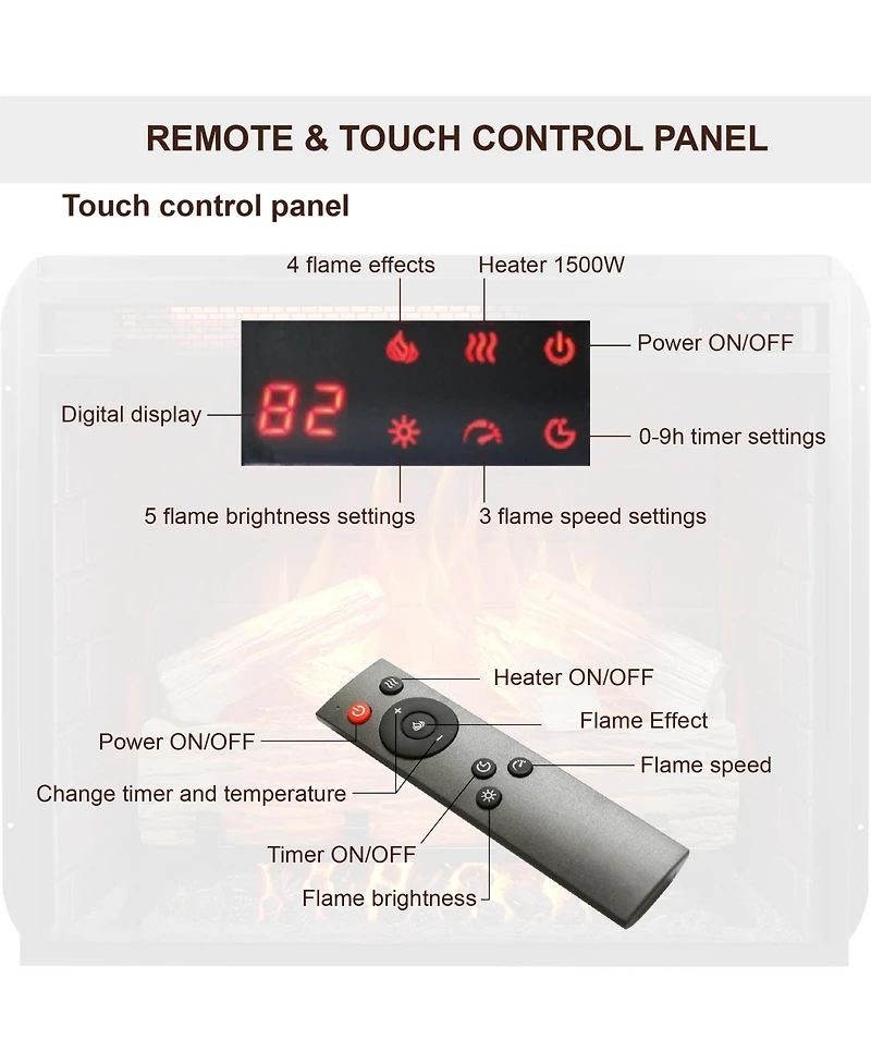 Clihome 23-Inch Infrared Electric Fireplace Insert