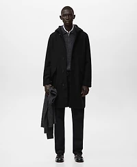 Mango Men's Wool Blend Hooded Coat