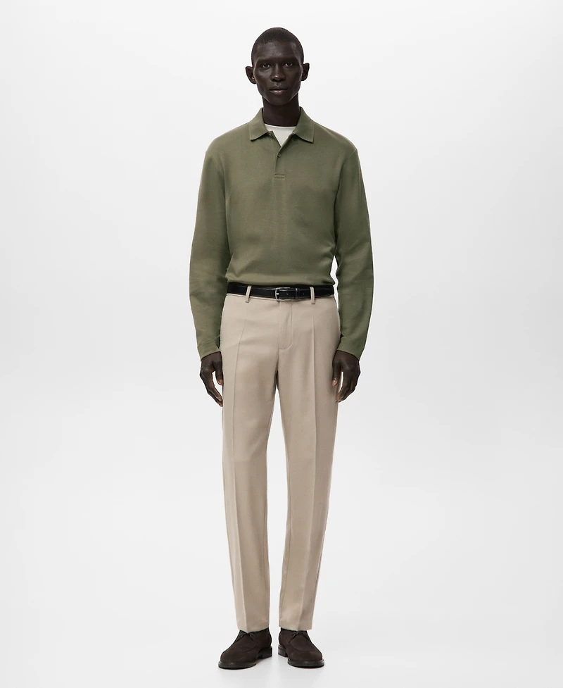 Mango Men's Regular-Fit Knitted Polo Sweater